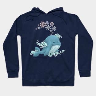 Big Blue Whale Breathe Snowflakes Hoodie